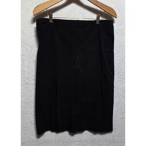 Linda Matthews New York Black Pencil Skirt Knee Length Slit Size L